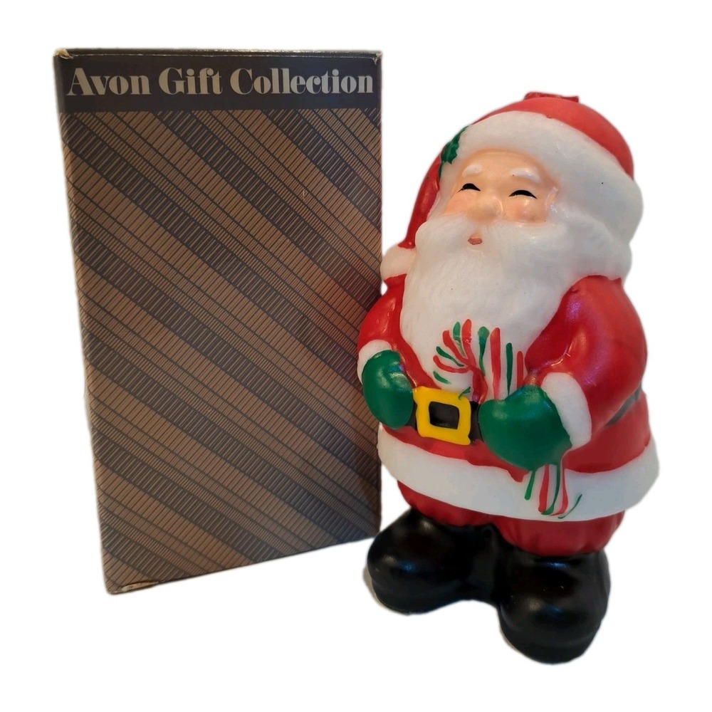 Avon Gift Collection Jolly Santa Claus Multicolor Figurine Candle 5 1/2 in
